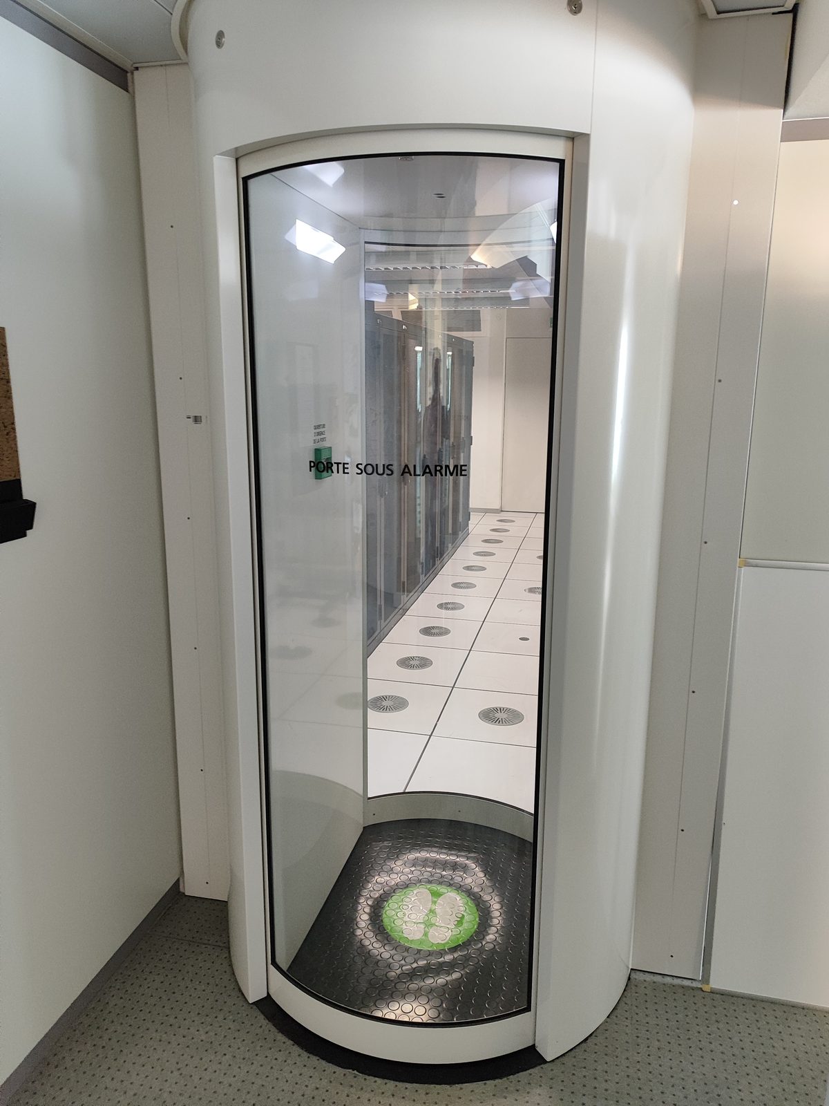 Secure entrance mantrap of the AlpineDC datacenter in Lausanne with access control